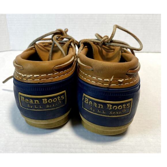 Vintage L.L. Bean Boots Women's Size 7  Blue Rubber Brown Leather Waterproof - Picture 3 of 4